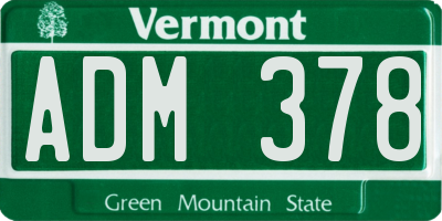 VT license plate ADM378