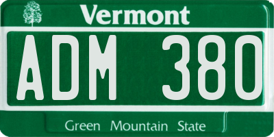 VT license plate ADM380