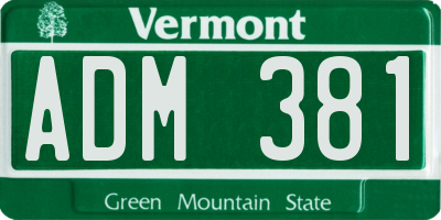 VT license plate ADM381