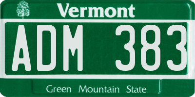 VT license plate ADM383