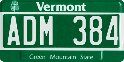 VT license plate ADM384