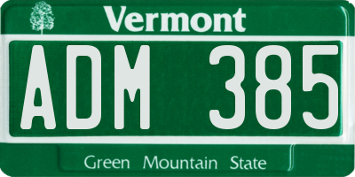 VT license plate ADM385