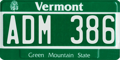 VT license plate ADM386