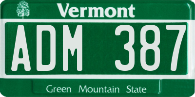 VT license plate ADM387