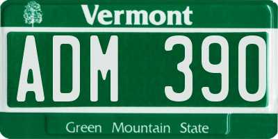 VT license plate ADM390