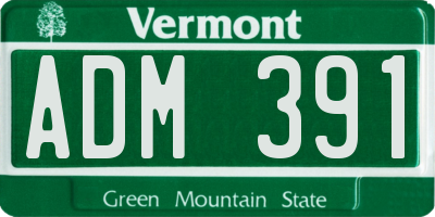 VT license plate ADM391