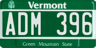 VT license plate ADM396