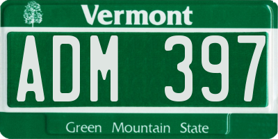 VT license plate ADM397