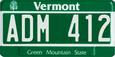 VT license plate ADM412