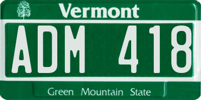 VT license plate ADM418