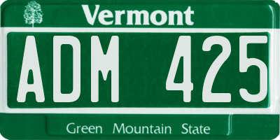 VT license plate ADM425