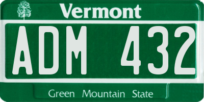 VT license plate ADM432