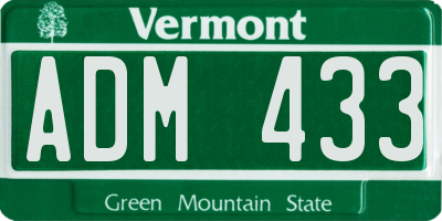 VT license plate ADM433