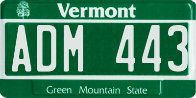 VT license plate ADM443