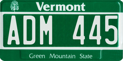 VT license plate ADM445