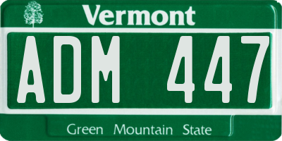 VT license plate ADM447