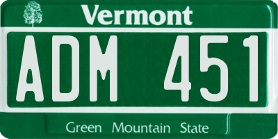 VT license plate ADM451