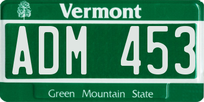 VT license plate ADM453