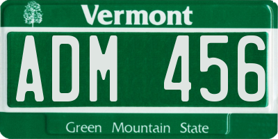 VT license plate ADM456