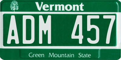 VT license plate ADM457