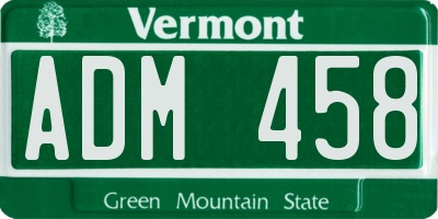 VT license plate ADM458