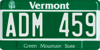VT license plate ADM459