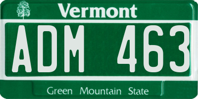 VT license plate ADM463