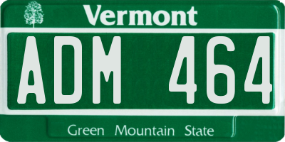 VT license plate ADM464
