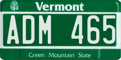 VT license plate ADM465