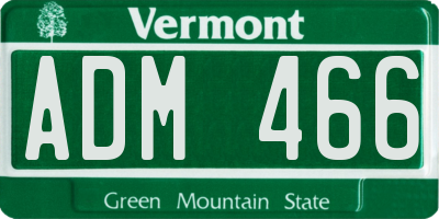VT license plate ADM466