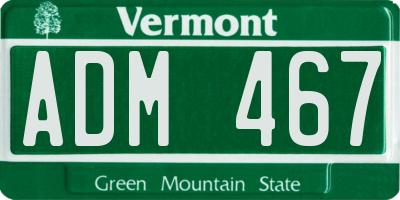 VT license plate ADM467