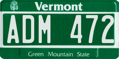 VT license plate ADM472