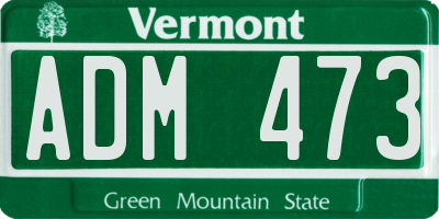 VT license plate ADM473