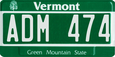 VT license plate ADM474
