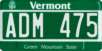 VT license plate ADM475