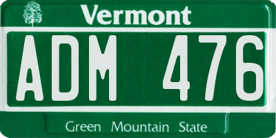 VT license plate ADM476