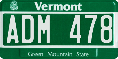 VT license plate ADM478