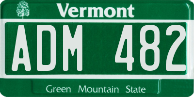 VT license plate ADM482