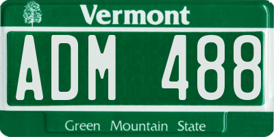 VT license plate ADM488
