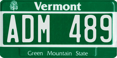 VT license plate ADM489