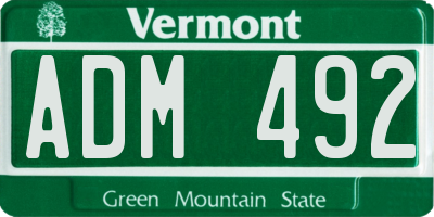 VT license plate ADM492
