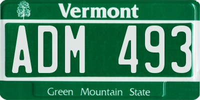 VT license plate ADM493