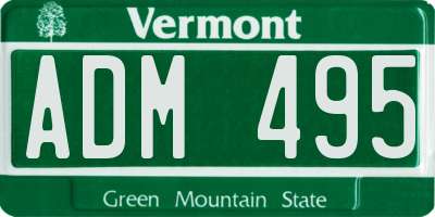 VT license plate ADM495