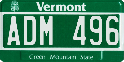 VT license plate ADM496