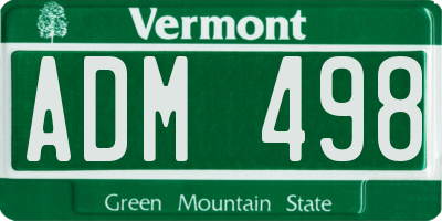 VT license plate ADM498