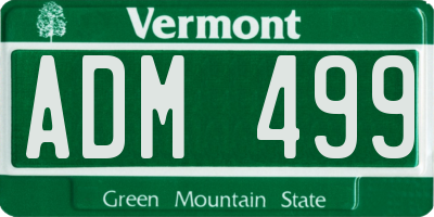 VT license plate ADM499