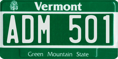 VT license plate ADM501