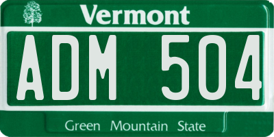 VT license plate ADM504