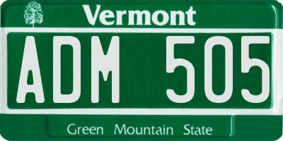VT license plate ADM505