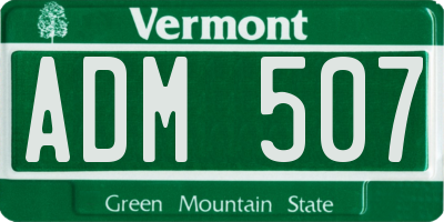 VT license plate ADM507